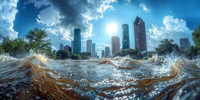 Flooded streets of the city photo