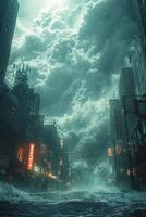 Flooded streets of the city photo