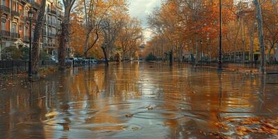 inundado calles de el ciudad foto