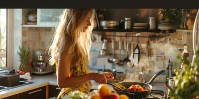 woman cooking in the kitchen photo