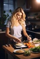 woman cooking in the kitchen photo