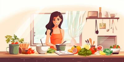 woman cooking in the kitchen photo