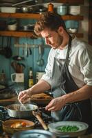 man cooking in the kitchen photo