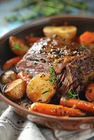 meat with potatoes and herbs photo