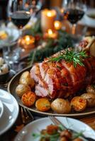 meat with potatoes and herbs photo