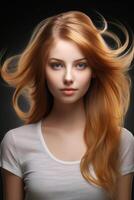 woman's silky and healthy hair portrait photo