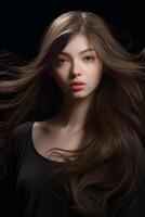 woman's silky and healthy hair portrait photo