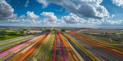 aéreo ver de floreciente flores foto