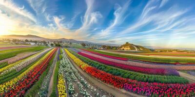 Aerial view of blooming flowers photo