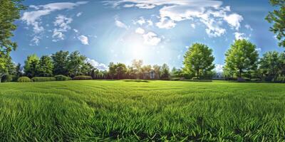 thick green grass in the meadow photo