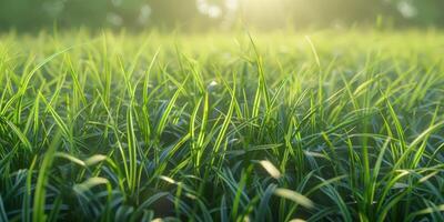 thick green grass in the meadow photo