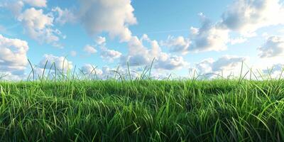 thick green grass in the meadow photo