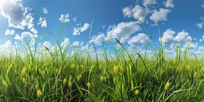 thick green grass in the meadow photo