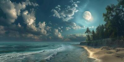 full moon OCEAN photo