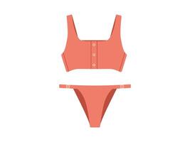 Summer lingerie or swimsuits for sea. Stylish women's swimwear or bikini on isolated background. Flat colorful illustration vector