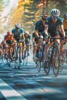 cyclists with professional racing sports gear riding photo