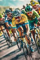 cyclists with professional racing sports gear riding photo