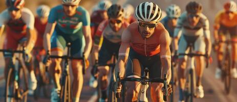 cyclists with professional racing sports gear riding photo