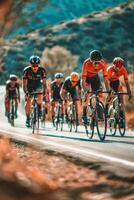 cyclists with professional racing sports gear riding photo