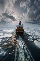 icebreaker sailing through the ice photo