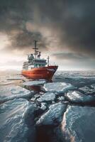 icebreaker sailing through the ice photo