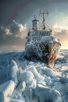 icebreaker sailing through the ice photo