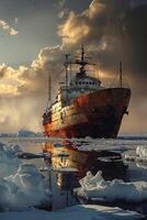 icebreaker sailing through the ice photo