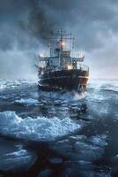 icebreaker sailing through the ice photo
