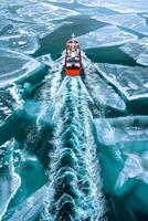 icebreaker sailing through the ice photo