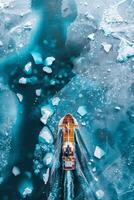 icebreaker sailing through the ice photo