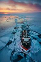 icebreaker sailing through the ice photo