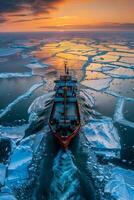 icebreaker sailing through the ice photo