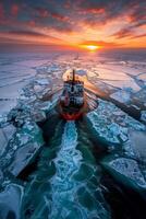 icebreaker sailing through the ice photo