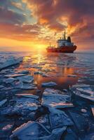 icebreaker sailing through the ice photo