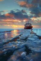 icebreaker sailing through the ice photo