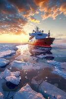 icebreaker sailing through the ice photo