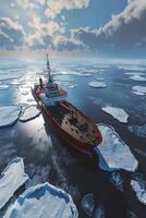 icebreaker sailing through the ice photo