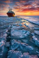 icebreaker sailing through the ice photo