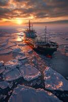 icebreaker sailing through the ice photo