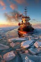 icebreaker sailing through the ice photo