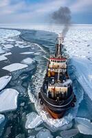 icebreaker sailing through the ice photo