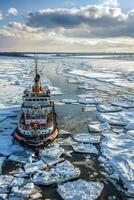 icebreaker sailing through the ice photo