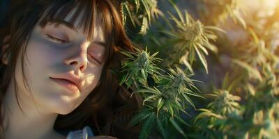 woman growing cannabis photo