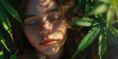 woman growing cannabis photo