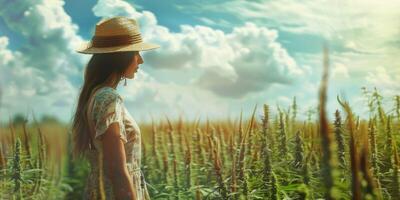 woman growing cannabis photo