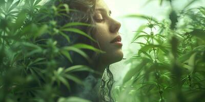 woman growing cannabis photo