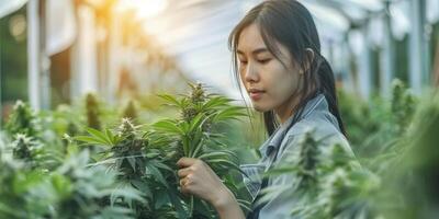 woman growing cannabis photo