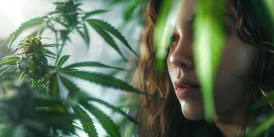 woman growing cannabis photo