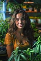 woman growing cannabis photo