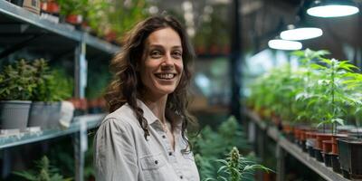 woman growing cannabis photo